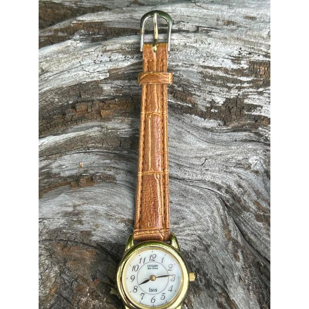 Used Working Product CITIZEN Eco-Drive Isis GN-0-S Gold Brown