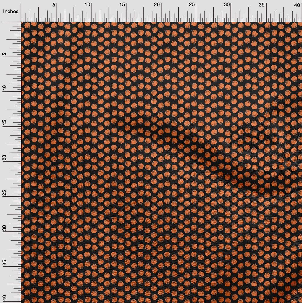 oneOone Cotton Flex Black Fabric Pumpkin Dress Material Fabric Print Fabric By The Yard 40 Inch