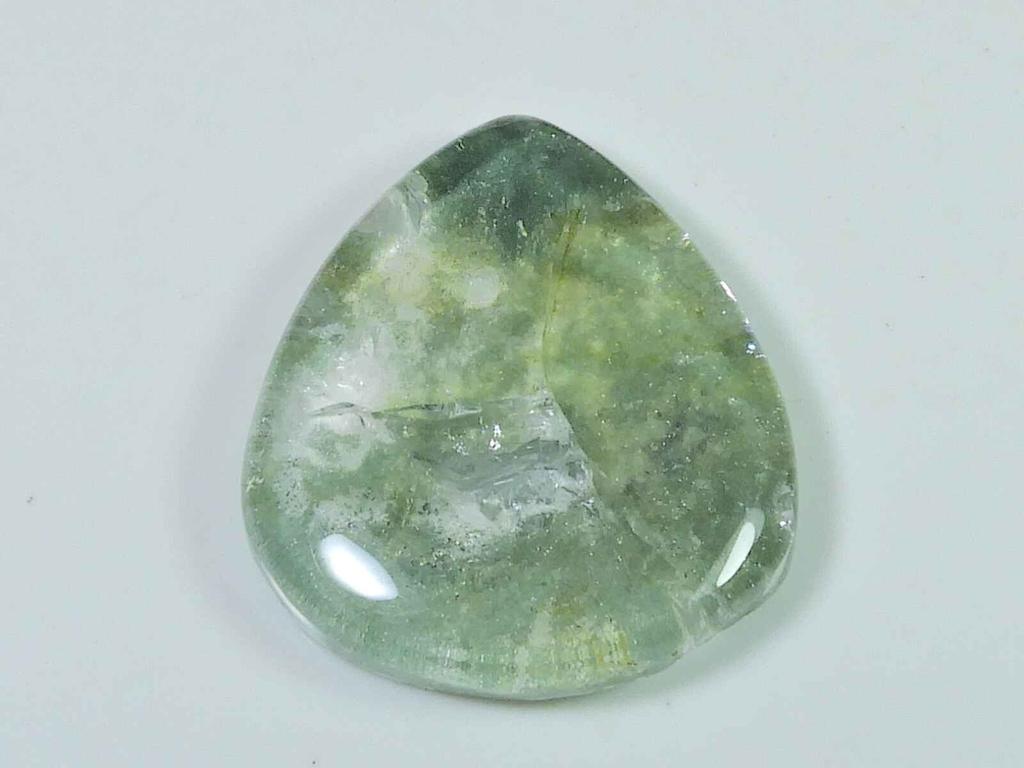 80Cts. Lodolite Garden Quartz Pear Crystal Cabochon Loose Gemstone 35X41X6MM SK-3378
