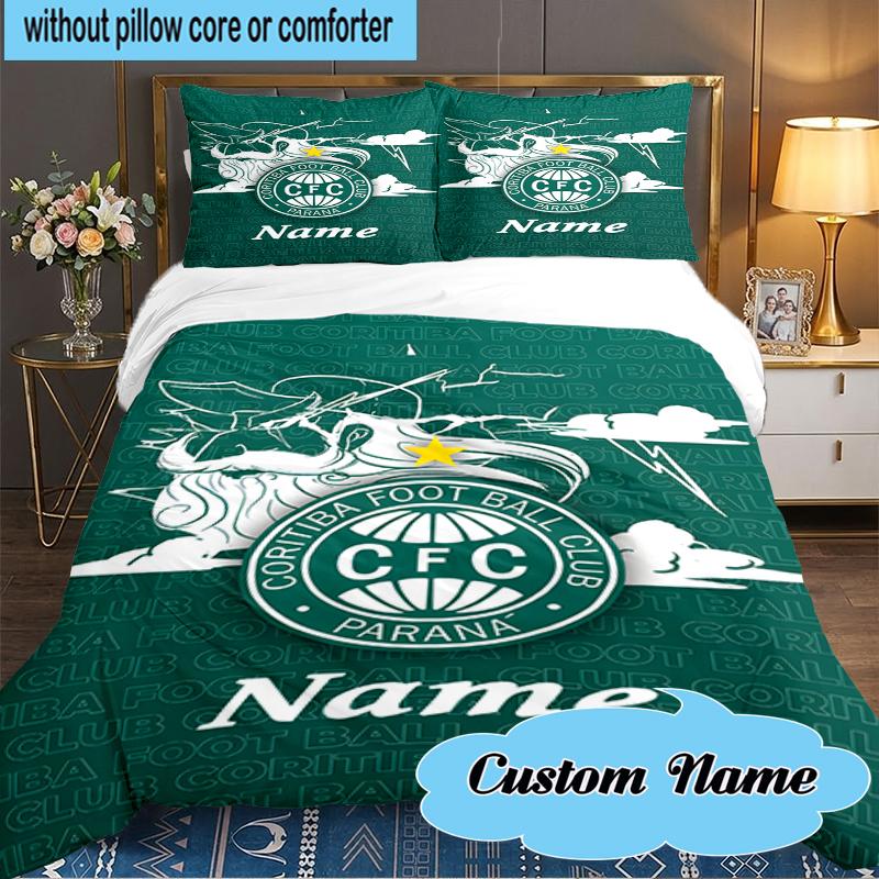 Custom Name Coritiba FC Crest Design Bedding Set 3pcs, Bedding Set Including 1pc Duvet Cover And 2pcs Pillowcases for Bedroom, Dormitory Gift
