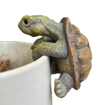 1pc Garden Decorations Hanging Realistic Resin Turtle Statues Animal Statues Unique and Interesting Flower Pot Decorations