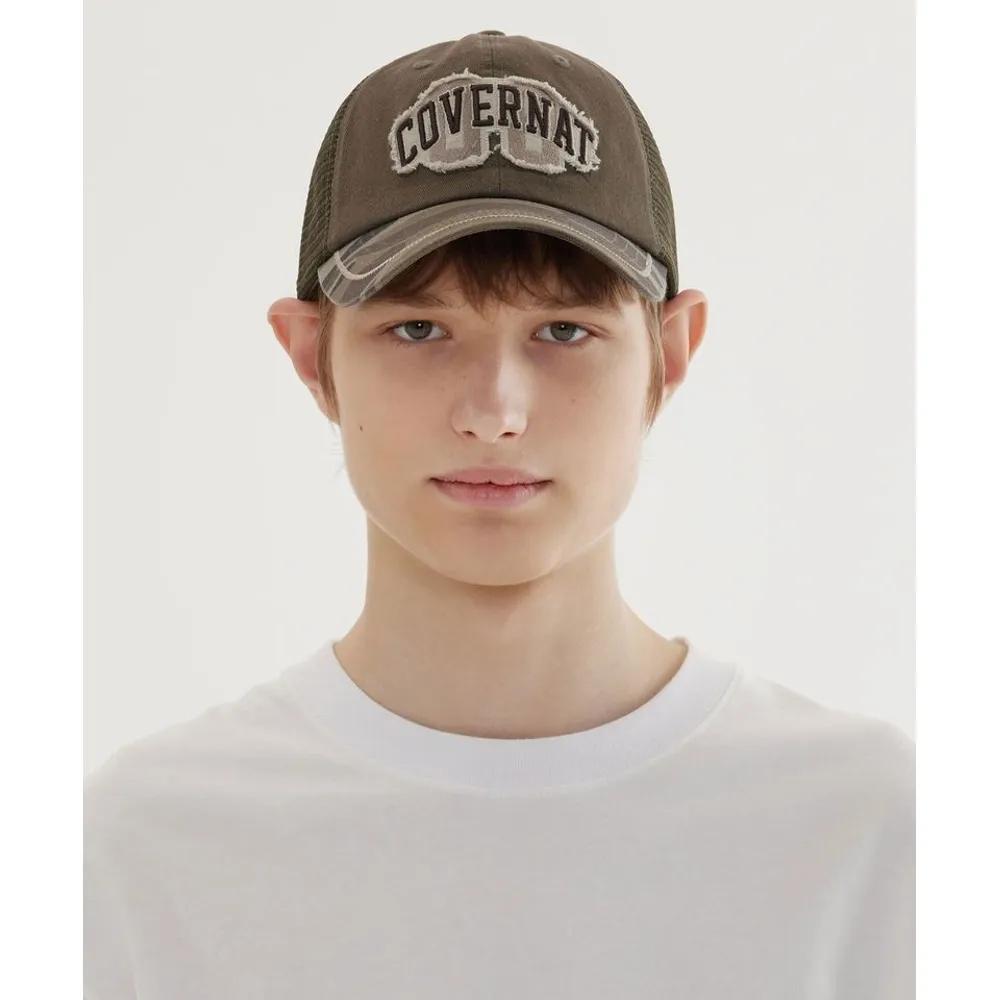 [Cozy Fit] Arch Logo Vintage Applique Trucker Cap Khaki CO2506CA32KH 276215 F