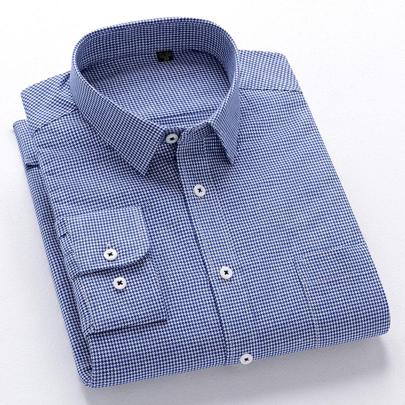 New 100% Pure Cotton Flannel Men's Plaid Shirts Male Business Casual High Quality Long sleeve Shirt for Men Pocket Shirt 4XL 5XL