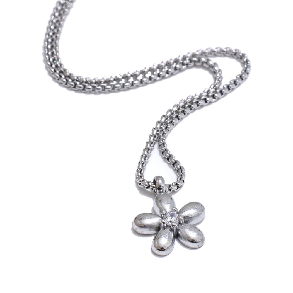 Yhpup Hot Style Stainless Steel Zirconia Flower Pendant Necklace Bracelet Bangle Earrings 18K Plated Golden Versatile Jewelry