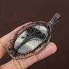 Fume Agate Gemstone Copper Wire Wrap Tree Of Life Pendant 3.54"