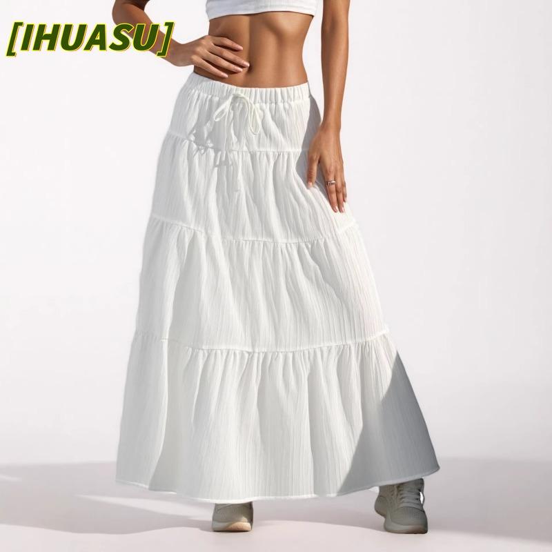 IHUASU Women's Fashion Casual Solid Color Print Skirt International design