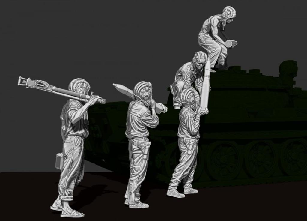 Paracel Miniatures Aktuelles nordvietnamesisches Panzerbesatzungs-Munitionsversorgungsset, Harz, unbemalt, Bausatz MINI4817, 1/48 (NVA) (5 Stücke) (Menschen)