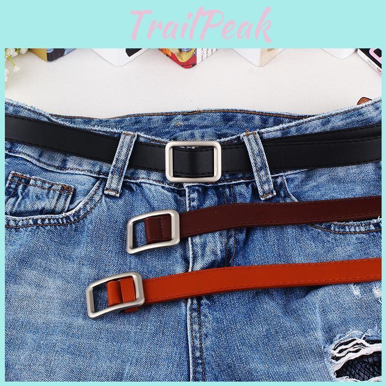 Simple Solid Color Metal Buckle Decor Women Waist Belt With No Design Punching