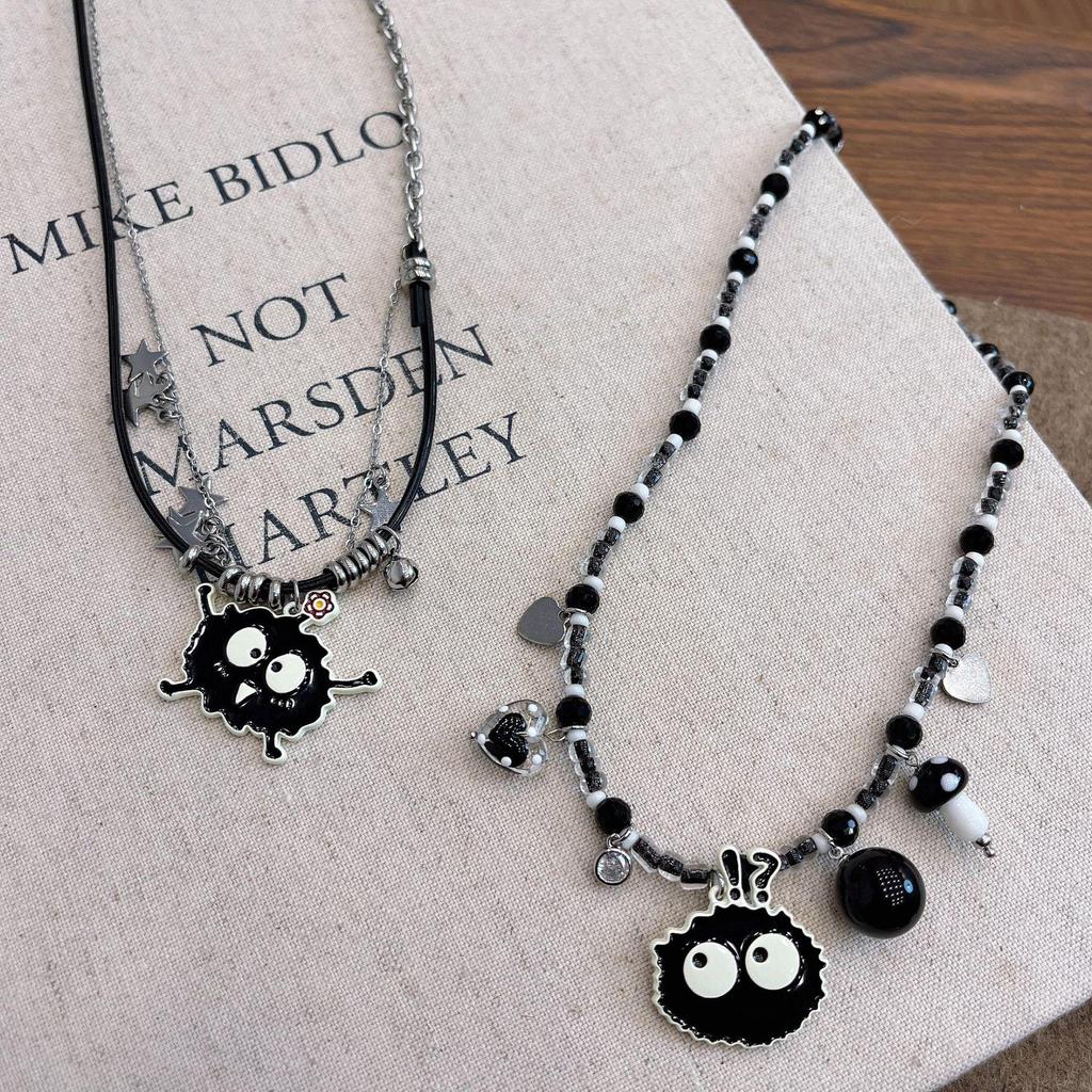 Korean Dongdaemun Cartoon Coal Ball Necklace: Cute, Unique Non-Fading Design for Women