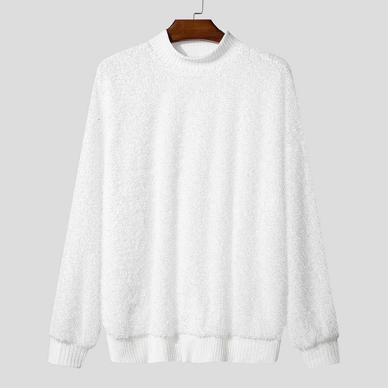 

INCERUN Autumn Men Mockneck Long Sleeve Tassel Stretch Pullovers Tops белый
