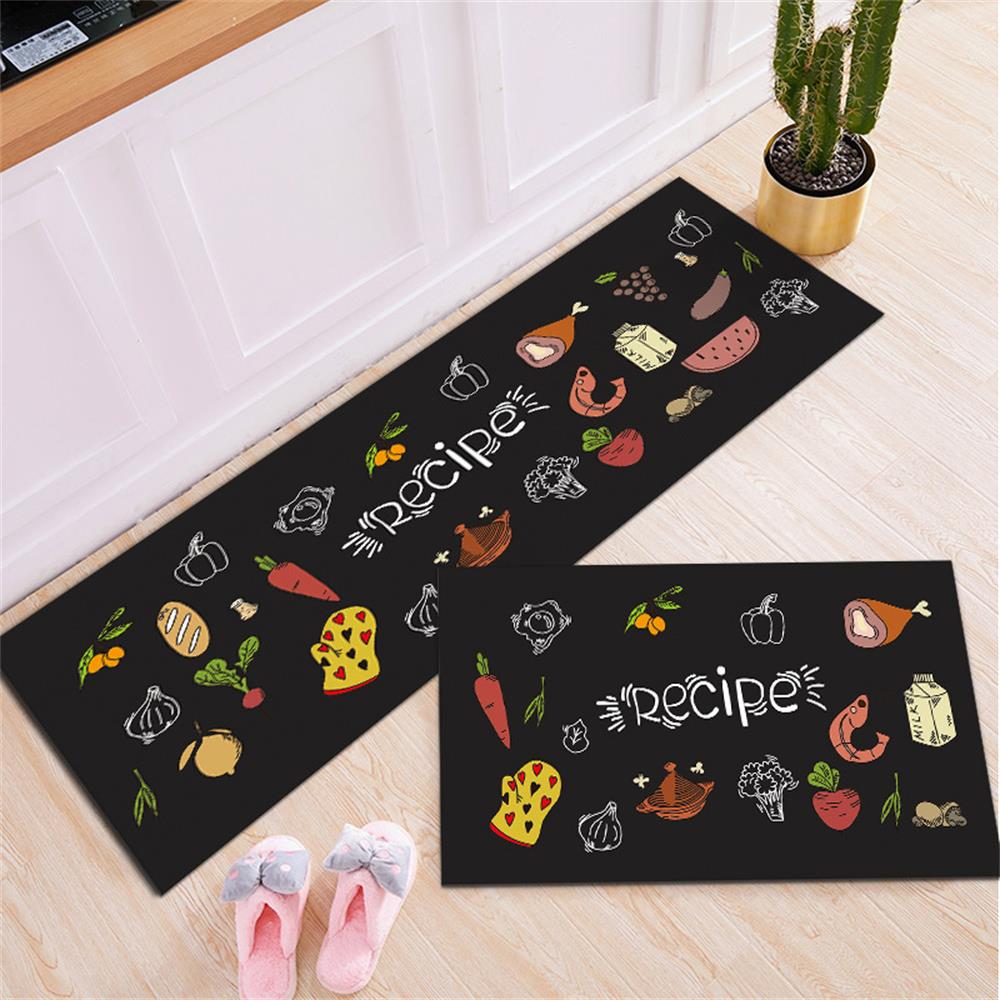 Black White Moroccan Pattern Kitchen Mat Non-Slip Machine Washable Rug Set for Home Decor Anti-Fatigue Floor Mats