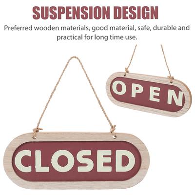 Double Sided Store Closed Board with Rope Wooden Business Door Sign Business Door Hanging Tag for Store Door Window