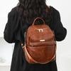 Women's Large Capacity Backpack Soft Leather Student Schoolbag Travel Backpack Multifunctional Shoulder Bag