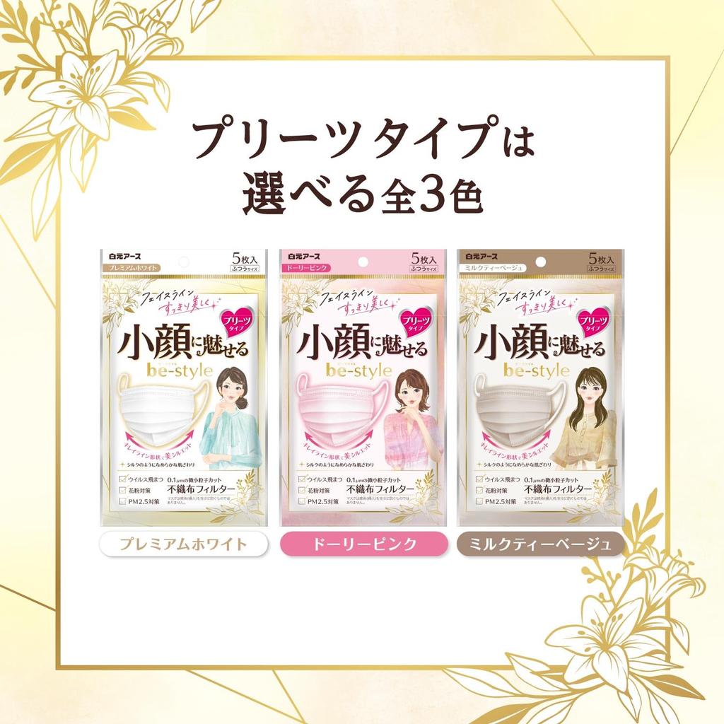 Hakugen Erde Falten Regular Milchtee 20 JIS-Standard Breite Ohrschleifen für Make-up B-Stil Masken, Größe, Beige, Masken, Konform, Komfort, Widerstandsfähig,