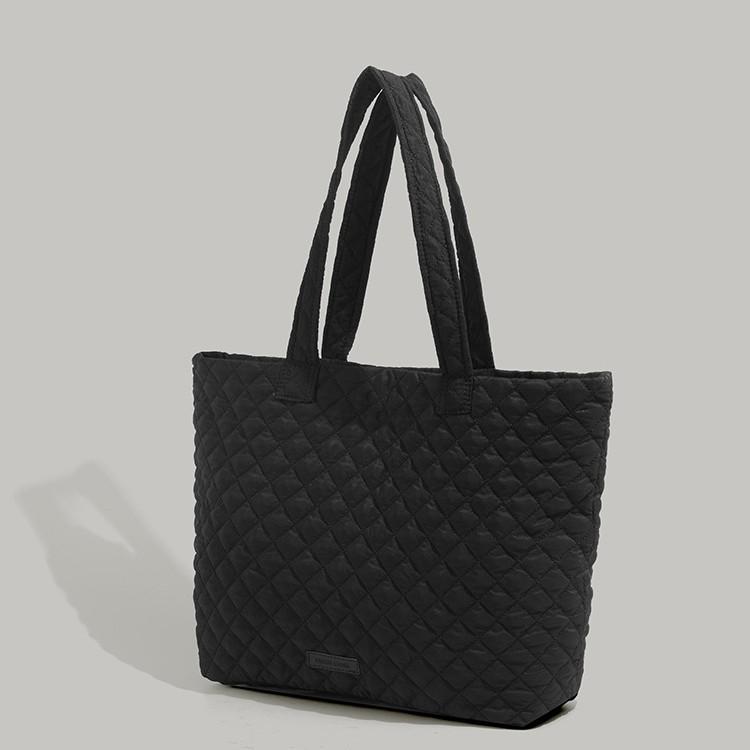 Autumn Winter Large Capacity Quilted College Student Tote Bag for Class, Travel, Commuting, Down Shoulder Bag for Women