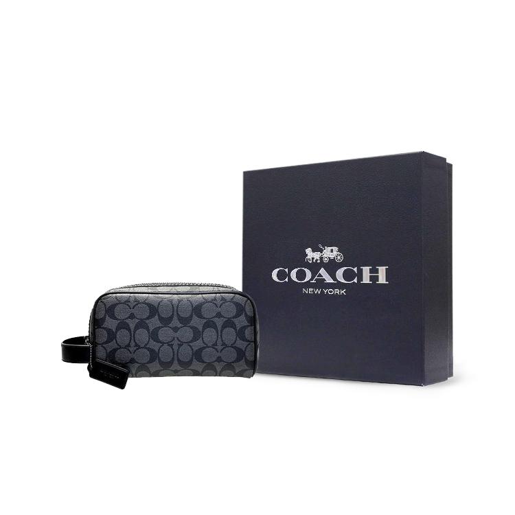 Coach Travel Kit PVC Canvas Leather Travel Bag Toiletry Bag Makeup Bag Small Unisex Black (Unisex) Makeup Bags 2515 QBMI5