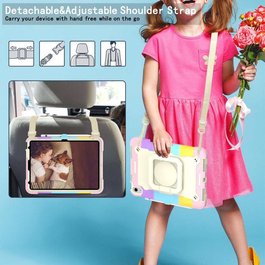 Stand Case Universal for IPad A16 2025 11th 10.9 2022 10thGen A3354 A3355 A3356 A2757 A2777 A2696 360 Rotating Handle Grip Cover