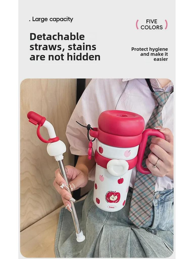 Termosmugg i rostfritt stål: Dam 2024 års utgåva - Kontor med stor kapacitet & Barns sugrörsiskopp