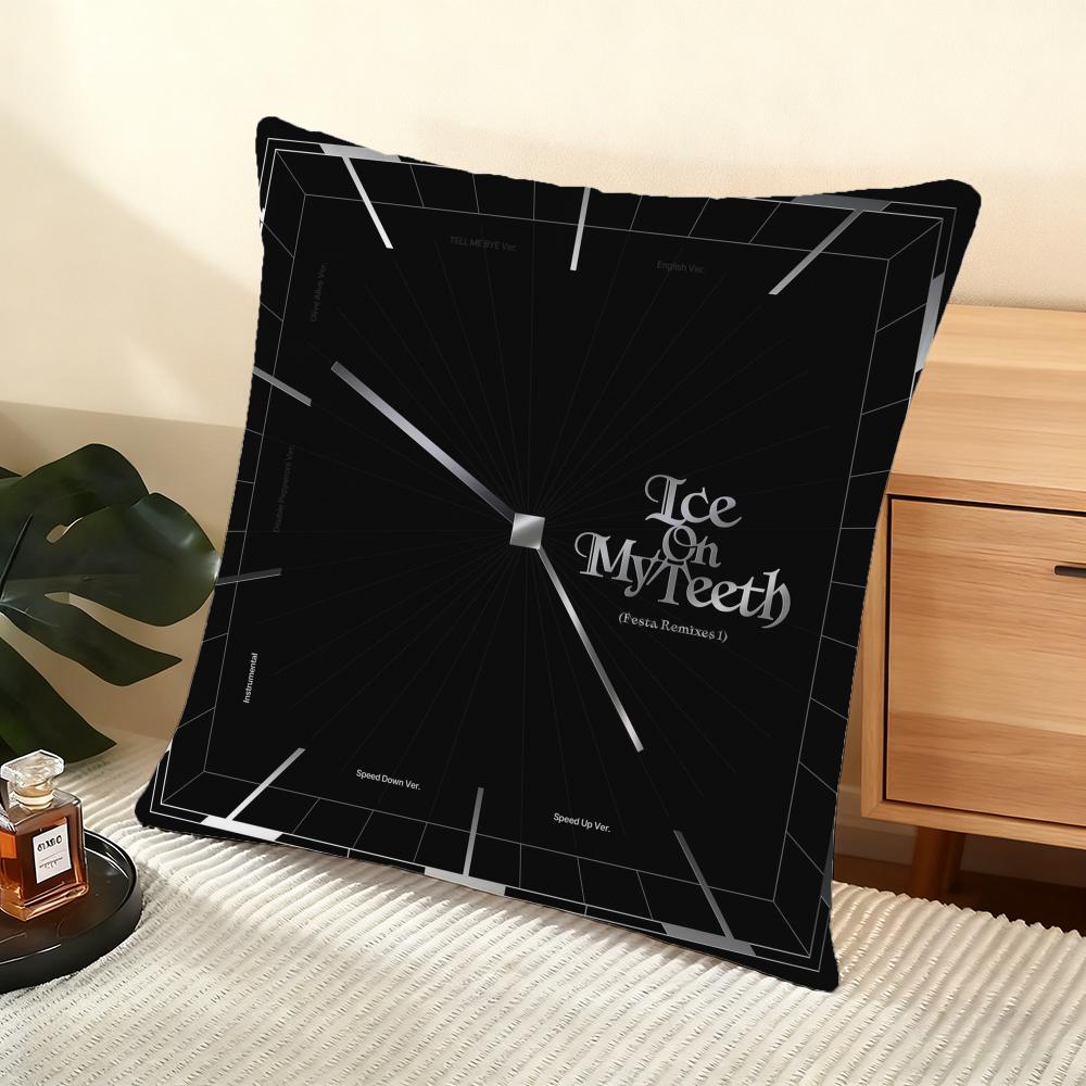 Ateez Album Cushion Cover Silky Short Plush Home Sofa Cushion Cover - Invisible Zipper Home Decoration