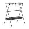 Portable Double-Layer Foldable Storage Rack with Mesh Bag for Outdoor Camping, Self-Driving Tours, Home Use, and Picnics.
