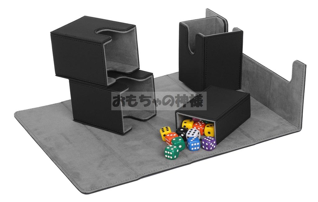 Toy God Trading Card Deck Magnetic Removable Card Leather Card Case Holder Storage Dice Case, Case, (Black (with Compartment))