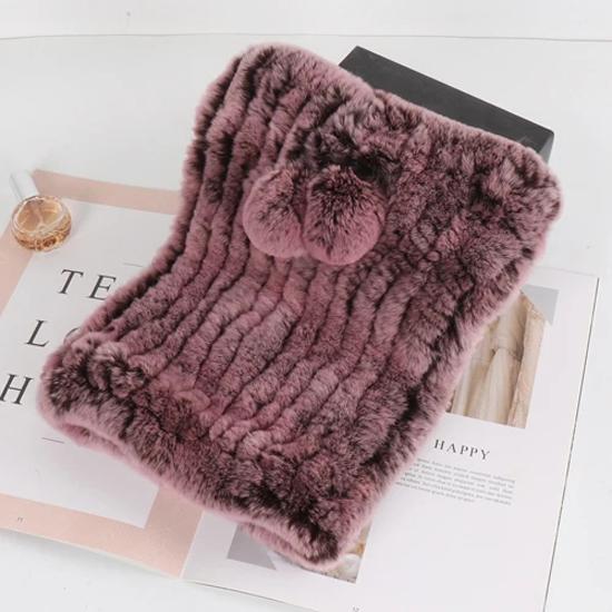 New lady real rex rabbit fur hat Natural warm rex rabbit fur hat scarf Women hand knitted soft real rabbit fur caps scarves