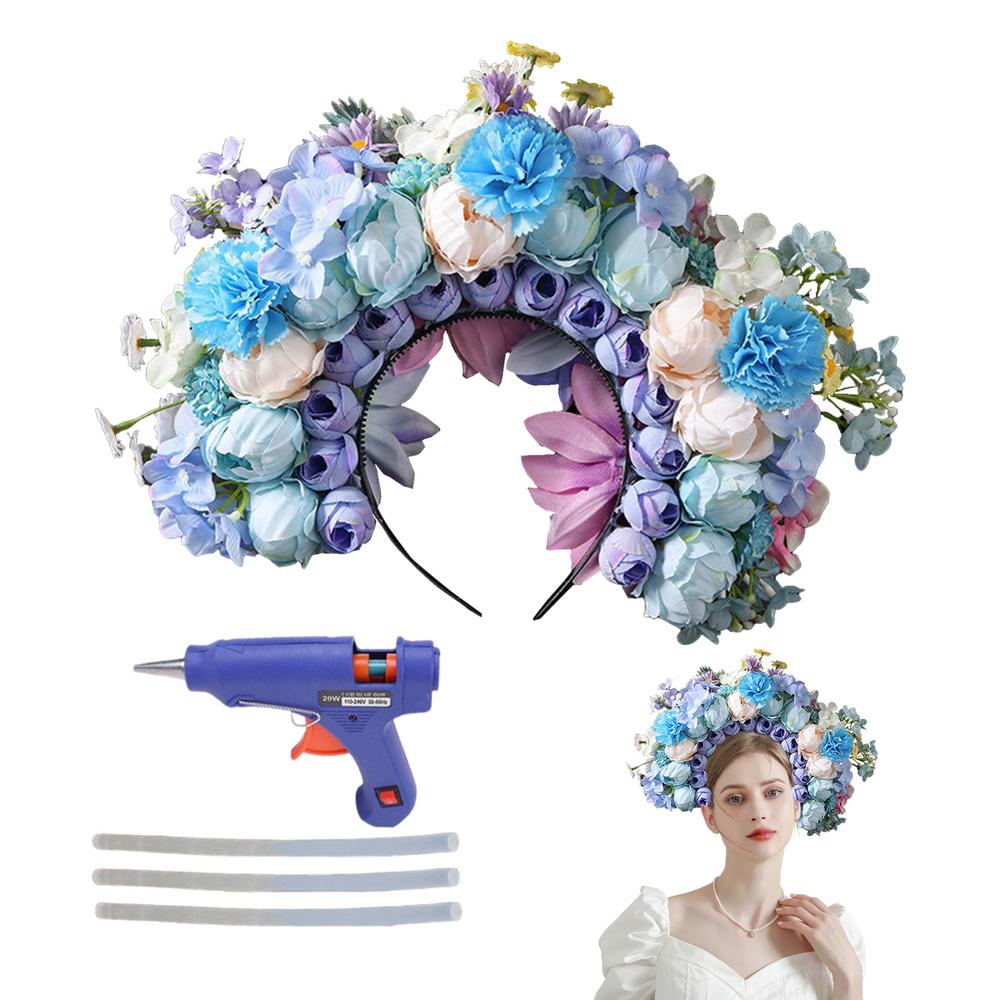 Самодельная DIY Плетеная Повязка на Голову из Искусственных Цветов Свадебная Цветочная Корона для Женщин Повязка на Волосы Свадебная Цветочная Повязка на Голову Девочка