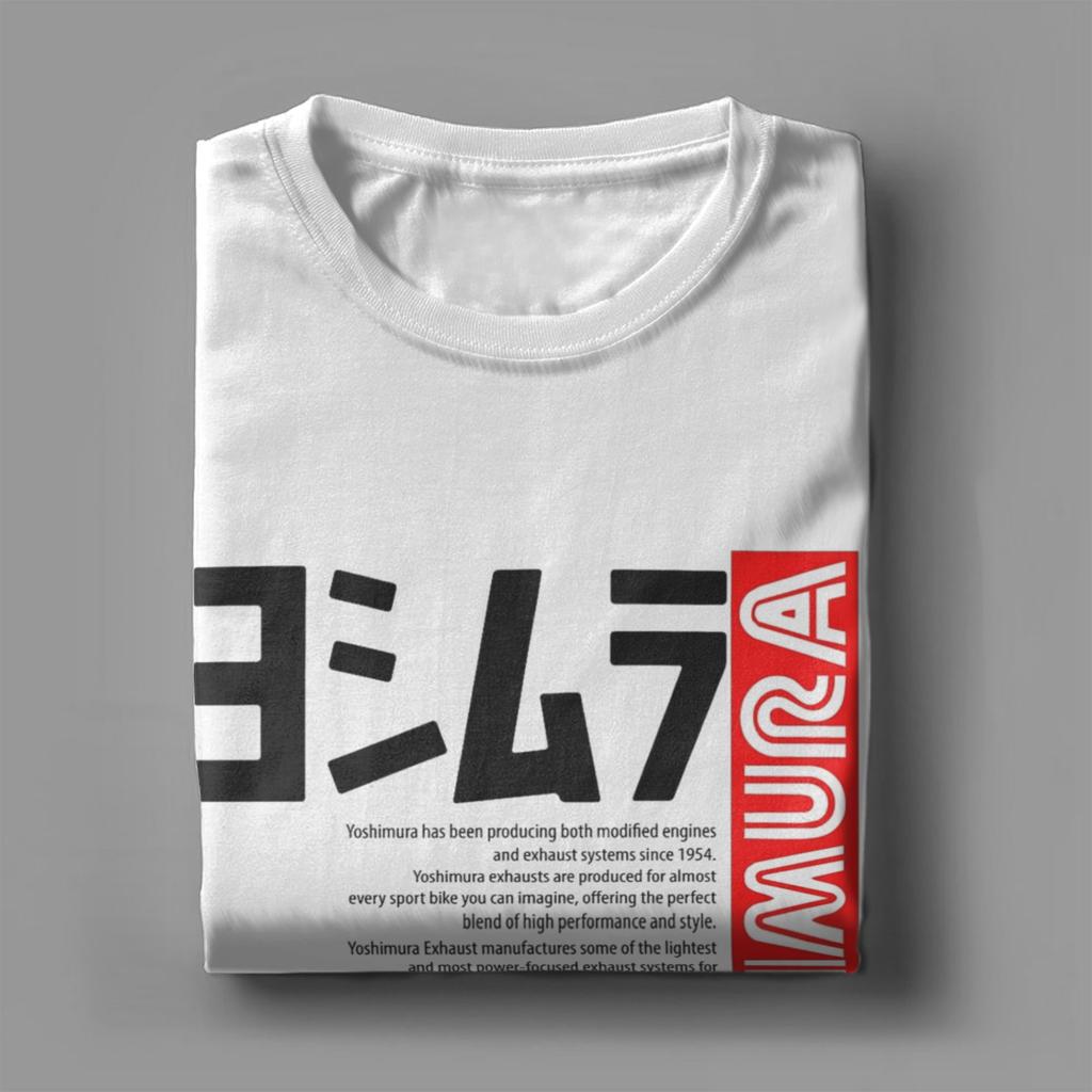Japanese Motorcycle Yoshimura T Shirts for Men Pure Cotton Vintage T-Shirt Crew Neck Tee Shirt Short Sleeve Tops Plus Size