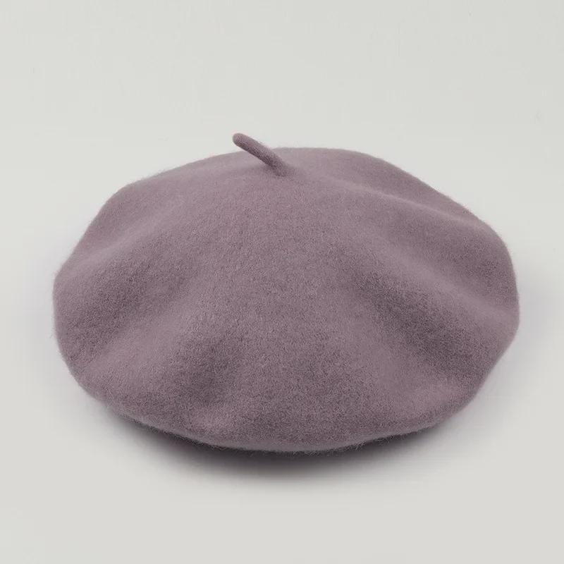 

Женский фиолетовый шерстяной берет: Большие поля, ретро-британский стиль для осени/зимы M (56-58cm)