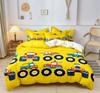 Cartoon Car Bedding Set Construction Vehicles Comforter Cover 3pcs Kids Machinery Truck Soft Polyester Duvet Cover for Boys Gift