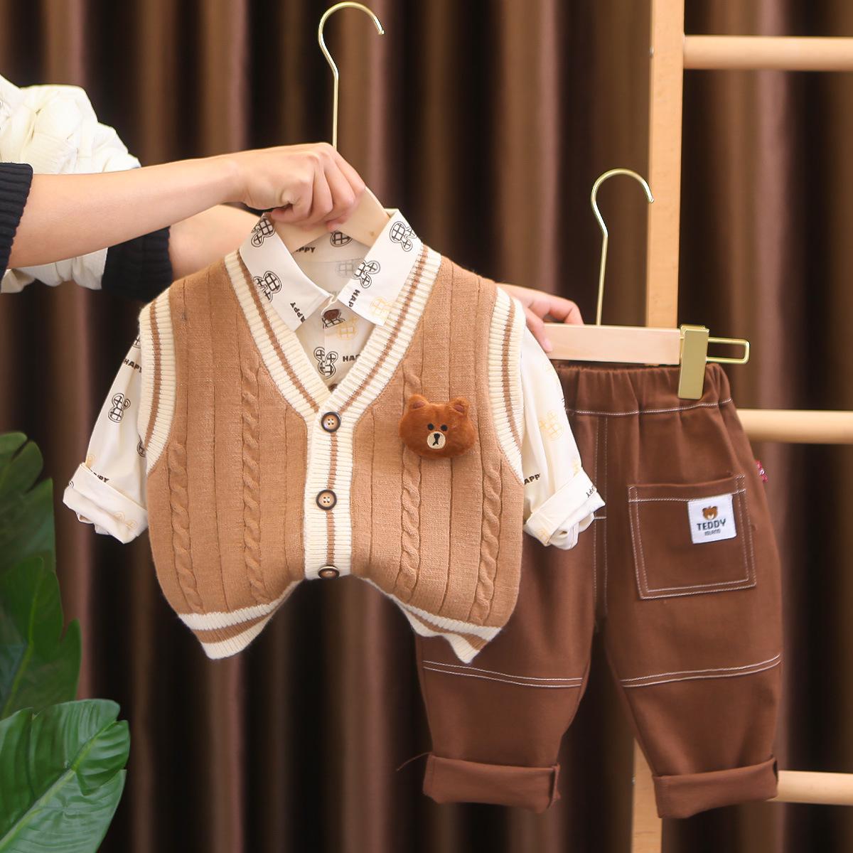 

Детский весенне-летний комплект свитера-жилета: Унисекс Тройка для мальчиков и девочек 110 cm темно-коричневого