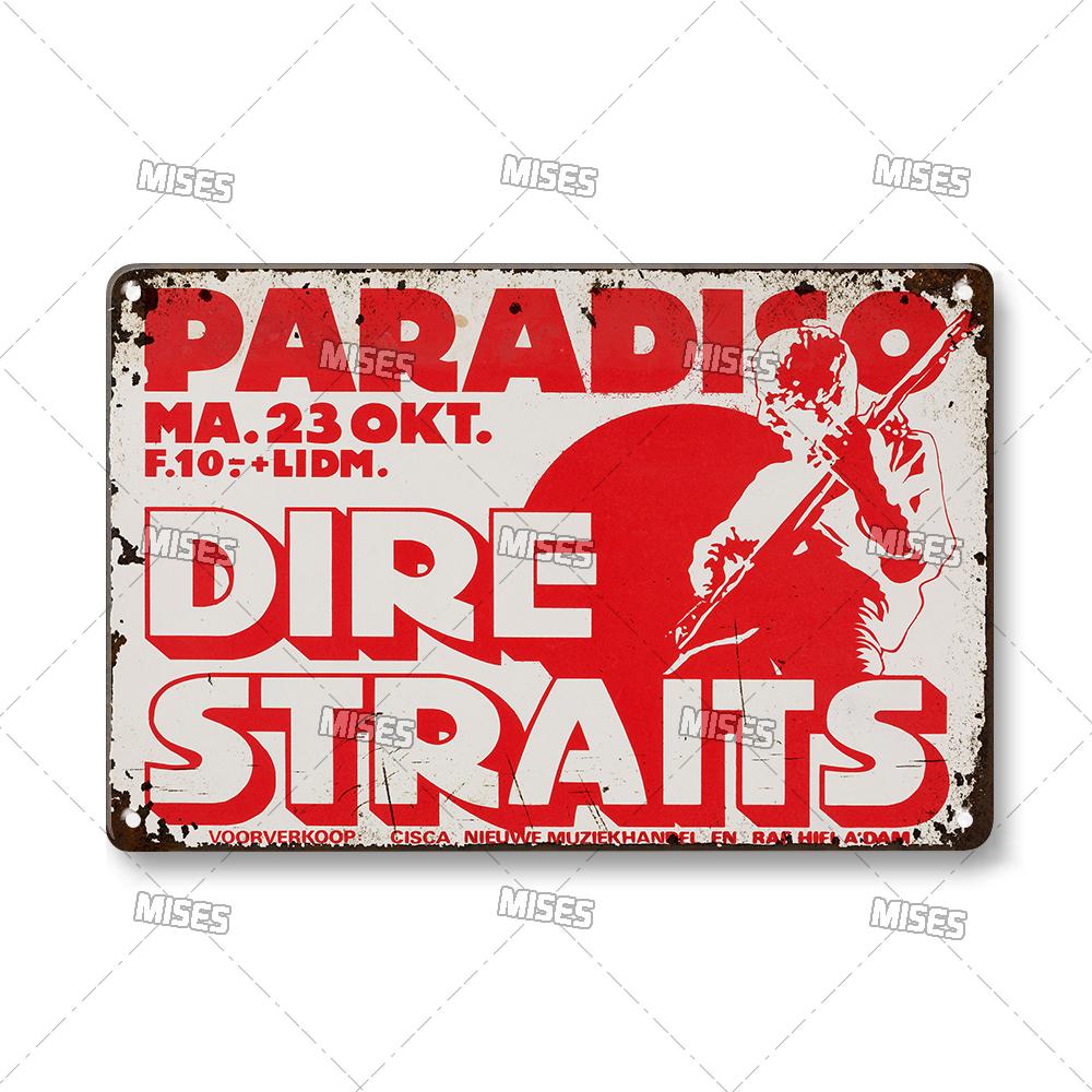 MISES Rock Band Metal Poster DIRE STRAITS Band Decorative Plate Metal Sign Rusty Metal Plaque Home Club Kitchen Metal Tin Sign