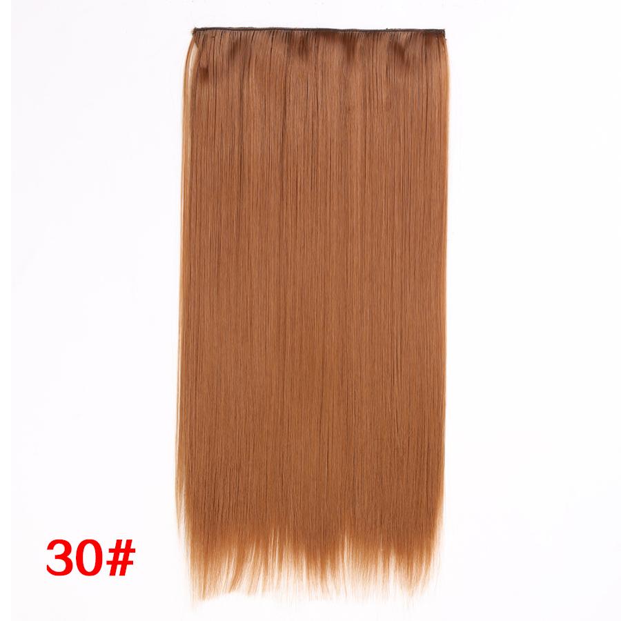 Leeons 5 Clips In Hair Extensions Synthetic Straight Heat-Resisting Fiber Clip On 24 Inch Blonde Brown Fashion Color For Women