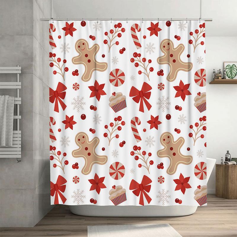 

Tu Festive Christmas Shower Curtain Holiday Pattern Waterproof Bathroom Decor Holiday Vibes Xmas Design Festive Home Decor Holid W60H190(CM)-1 Pcs