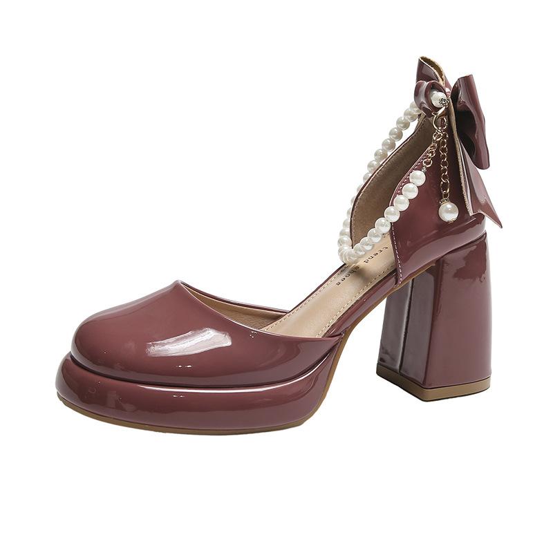 Mary Jane High Heels Women's 2024 Spring/Summer New French Style Style Paired with Thick Heel Sandals