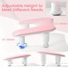 Justerbar höjd U-formad manikyristarmstöd, utrustad med ergonomiskt mikrofiberarmstöd - formaldehydfritt, rosa handstöd