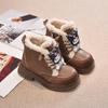 Kuromi Plush Girls' Martin Boots - Thickened, Warm Cotton Korean Style Casual Footwear, 2024 Cute Children's Shoes.