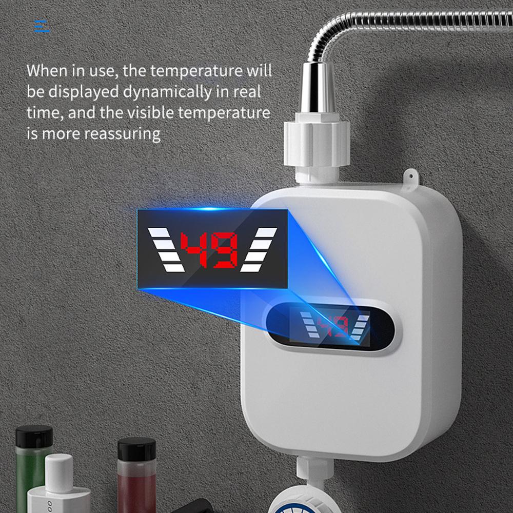 3500W Instant Electric Water Heater 3 Seconds Heating Bathroom Kitchen Tankless Water Heater Temperature Display Heating Shower