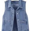 Women's Plus Size Embroidered Denim Vest with Big Pockets - Autumn Sleeveless Cardigan