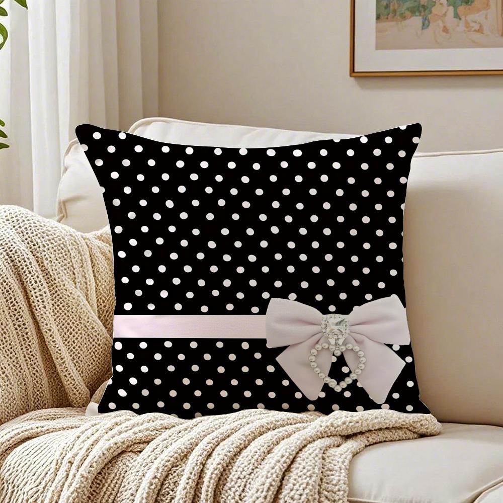 Ink Wash Bowknot Polka Dot Pillow Chinese Retro Cushion Cover Pillowcase Anti-Dustmite Living Room Sofa Decor Cushion Room