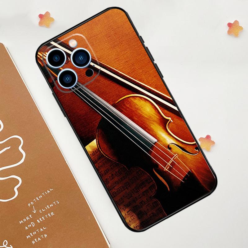 Music Violin Phone Case For iPhone 17 Pro Max 14 13 12 11 15 16 Pro Max Mini 16 Plus 16e 17 Air Funda