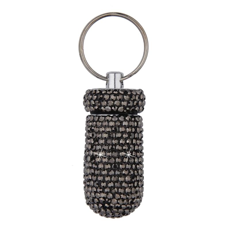Portable Glittering Pills Organizer Small Waterproof Travel Medicine Holder with Keyring for Camping Adventures