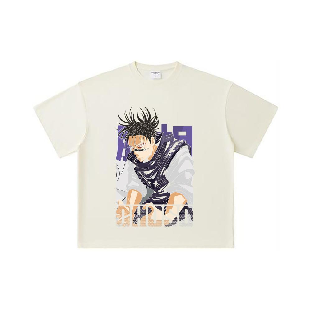 

260 GSM Double Yarn 32 Count 100% Cotton Jujutsu Kaisen V29 Choso Print Unisex Heavy Cotton T Shirt S абрикосовый