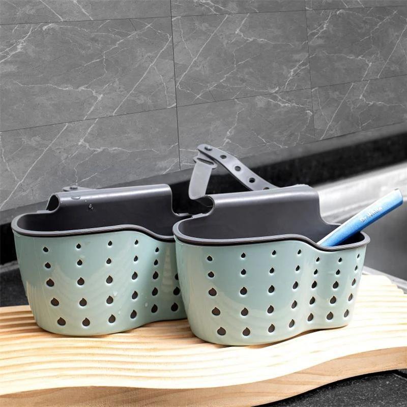 1Pc Sky Blue Creative Sink  And Drainage Rack Hanging Bag Kitchen Faucet Adjustable  And Hanging Basket Sink strainer Strainer