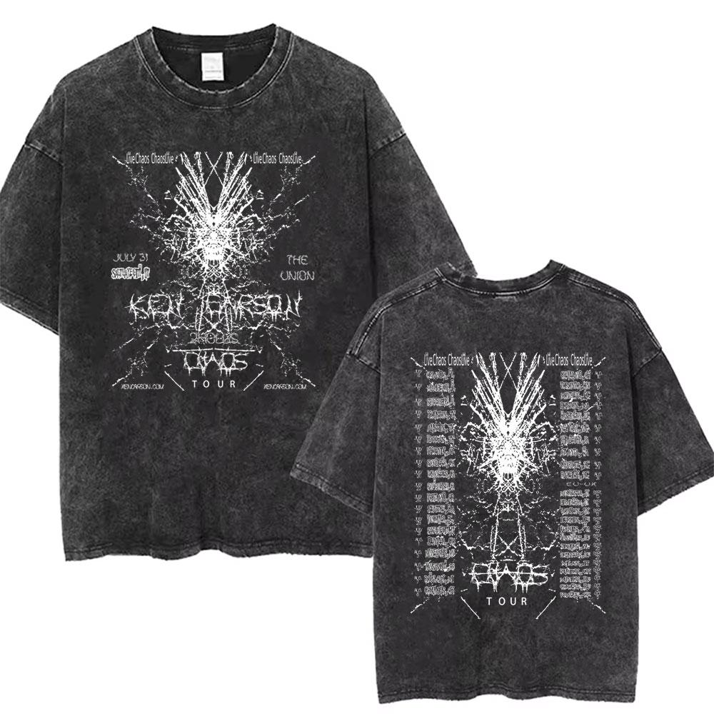 Washed Vintage Rapper Ken Carson A Great Chaos Album Tshirt Men Women Fashion Hip Hop Tshirts Male Casual Oversized T Shirts