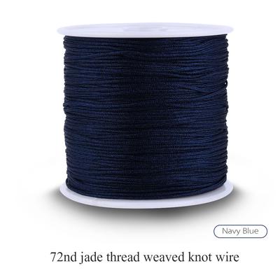 100M x 0.8mm Cordino di Nylon Nodo Cinese Coda di Ratto Macramè Shamballa Filo Spago Blu Scuro