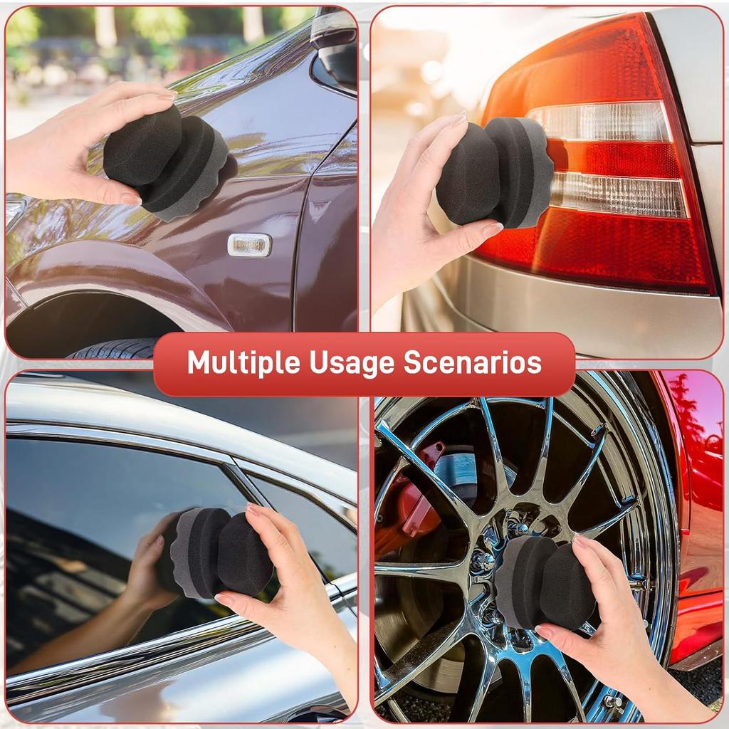 3 szt. Gąbki do aplikacji nabłyszczacza do opon, Gąbka z falistą powierzchnią o wysokiej gęstości do pielęgnacji skóry i opon, Narzędzie do detailingu samochodowego, Trwała i wielokrotnego użytku gąbka aplikacyjna do samochodu