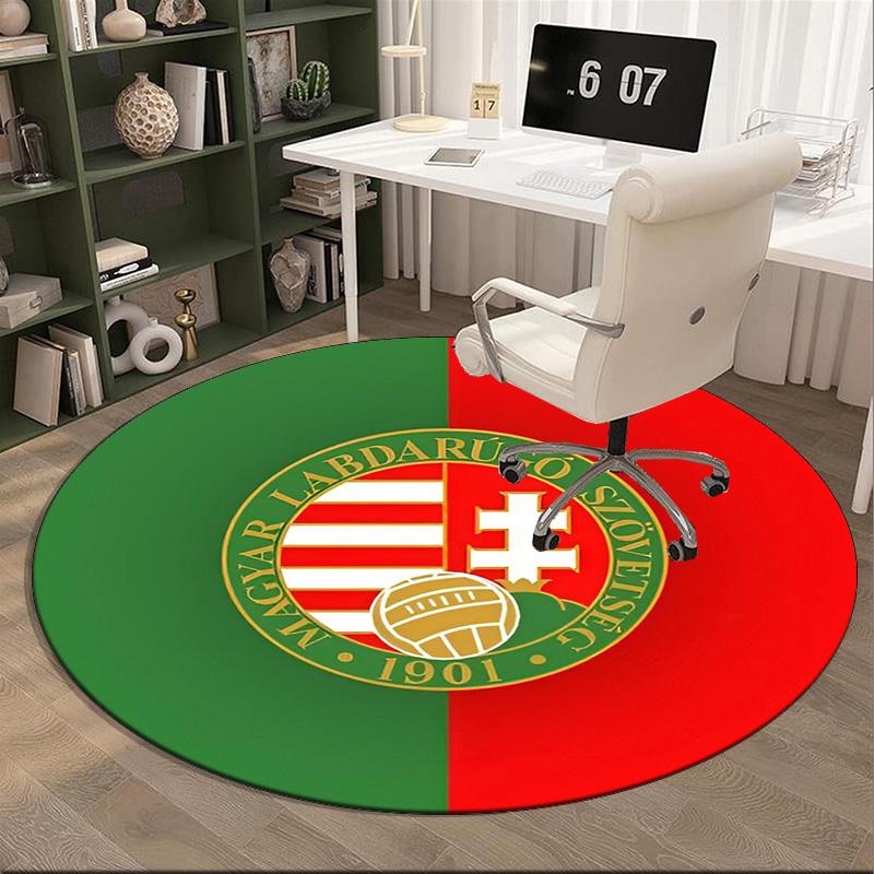 Hungarian Football Emblem Round Rug for Livingroom,Bedroom, Palyroom, Chair Rug, Area Rug, Circle Carpet, Fan Christmas Gift
