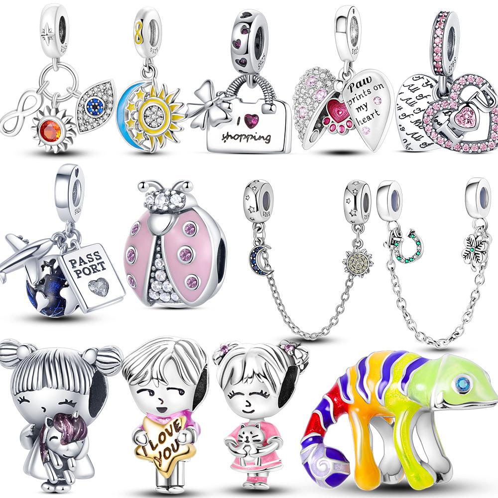 

Новая сумка из стерлингового серебра 925 пробы для девочек, светящиеся звезды, луна, подвеска, висячие бусины, подходят для оригинального браслета с бусинами, ювелирные изделия, подарок для женщин