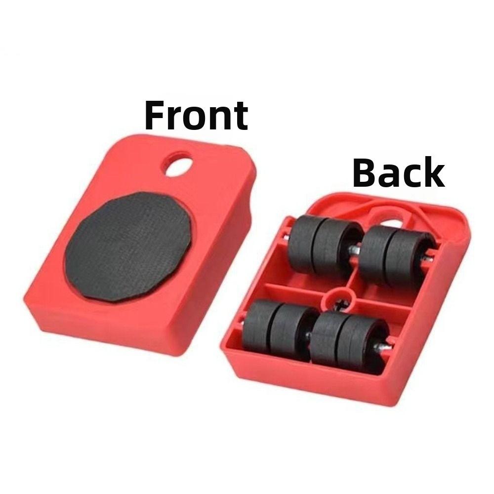 

5Pcs Universal Wheel Furniture Mover Set Effort Saving 360 Degree Rotatable Easy Furniture Lifter Comfortable Grip Red